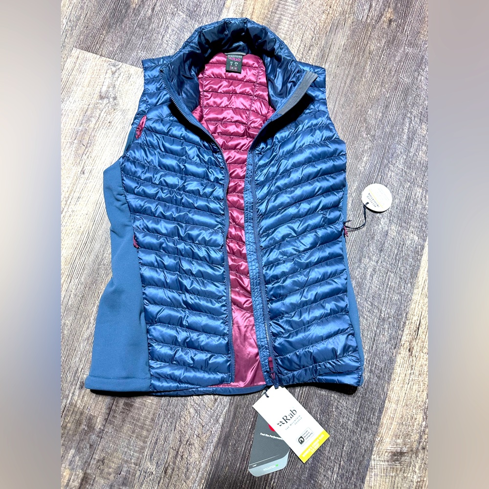 Women’s RAB puffer kestrel vest Small blue berring sea- brand new with tags NWT